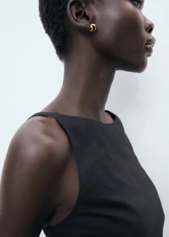 Linen cotton blend draped dress-MANGO Best