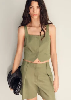 Dame MANGO Shorts>Linen-blend suit bermuda shorts