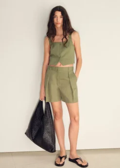 Dame MANGO Shorts>Linen-blend suit bermuda shorts