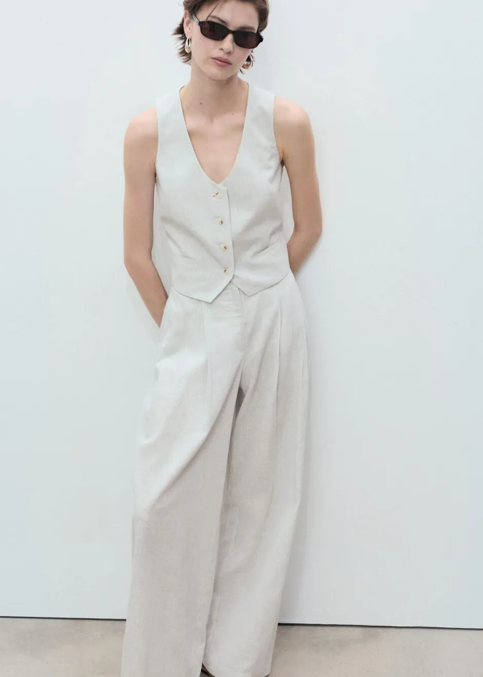 Dame MANGO Blazere & Veste>Linen-blend suit waistcoat
