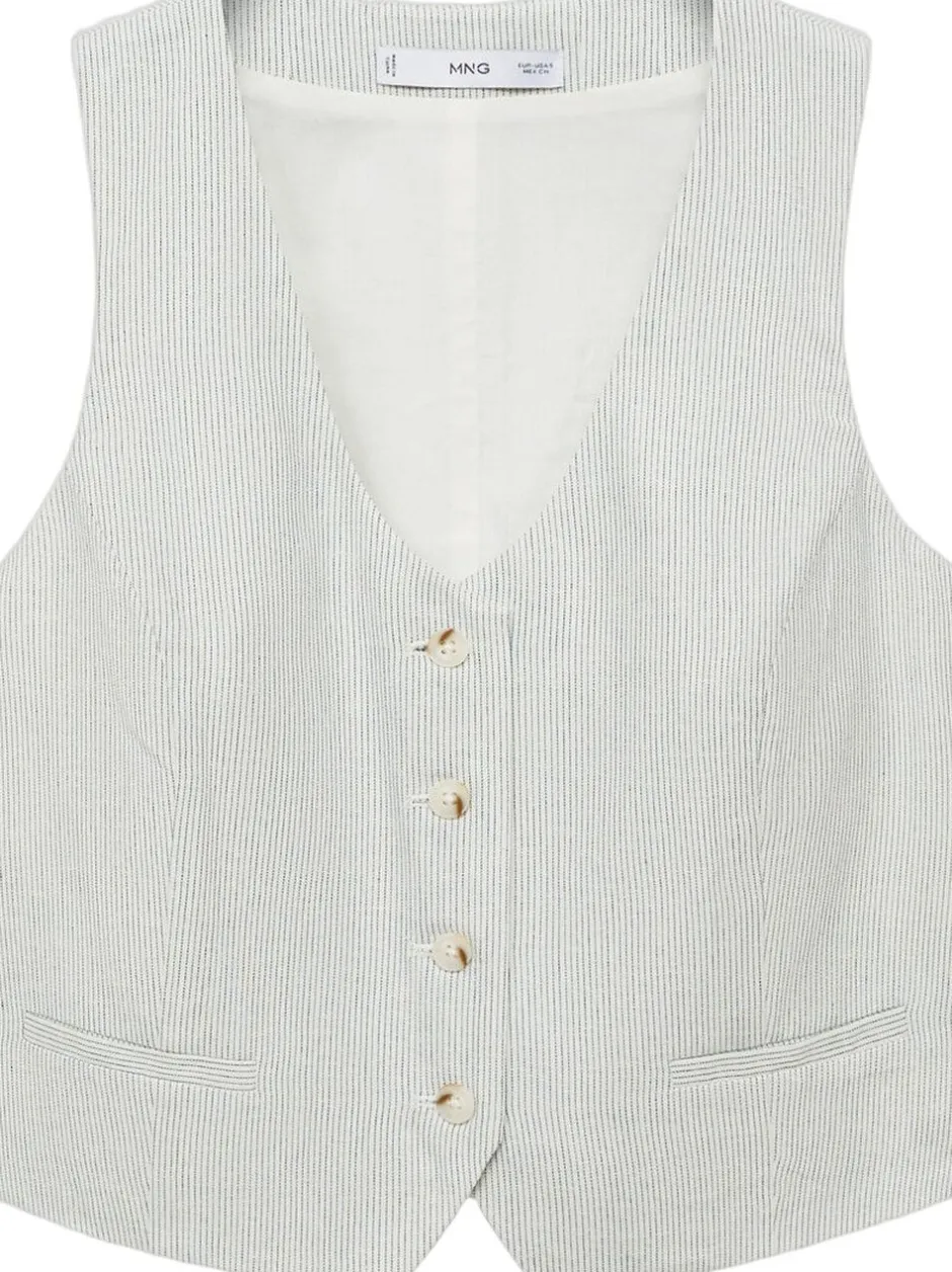 Dame MANGO Blazere & Veste>Linen-blend suit waistcoat