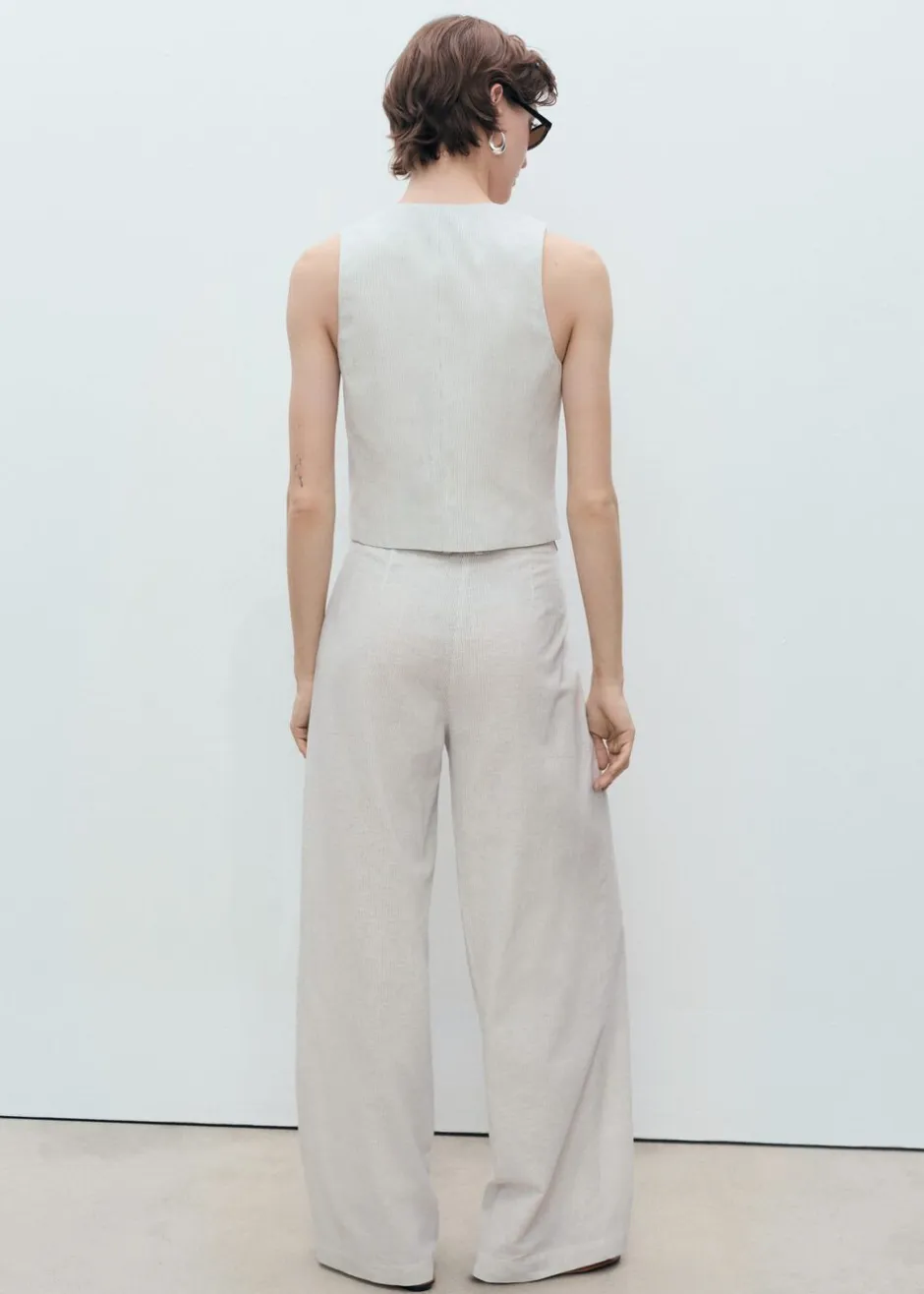 Dame MANGO Blazere & Veste>Linen-blend suit waistcoat