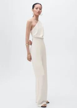 Outlet Long asymmetrical draped jumpsuit Dame Buksedragter