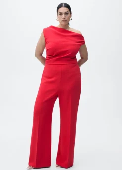 Long asymmetrical draped jumpsuit-MANGO New