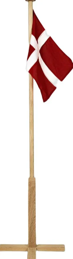 Sale Luksus Egetræs Flagstang med Dannebrog Figurer & Skulpturer