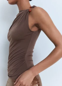 Lurex knitted top with crossed back Dame T-Shirts & Toppe