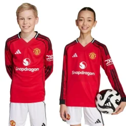 Børn adidas T-Shirts & Toppe>Manchester United 25/26 Hjemmebanetrøje Langærmet