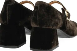 Mary Jane i blød velour med skulptu Dame Festsko|Mary Jane