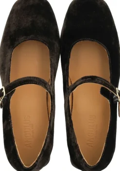 Mary Jane i blød velour med skulptu Dame Festsko|Mary Jane