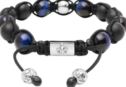 Nialaya Smykker>Men's Beaded Bracelet with Tiger Eye and Black Onyx