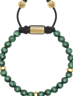 Hot Men's Beaded Bracelet with Malachite and Gold Plating Smykker