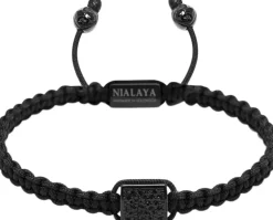 Men's String Bracelet with CZ Flatbead-Nialaya Hot