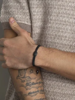 Men's String Bracelet with CZ Flatbead-Nialaya Hot