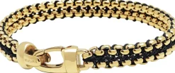 Men's Black Woven 8mm Box Chain Bracelet in Gold-Nialaya