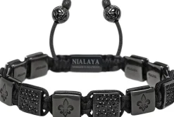 Nialaya Smykker>Men's Ceramic Flatbead Bracelet in