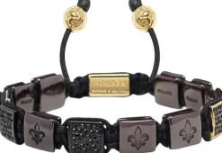 Nialaya Smykker>Men's Ceramic Flatbead Bracelet in Red and Black