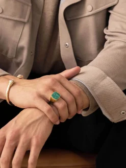 Men's Gold Signet Ring with African Turquoise-Nialaya Best