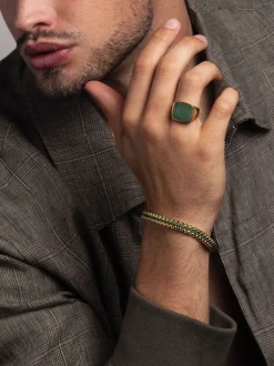 Men's Gold Signet Ring with African Turquoise-Nialaya Hot