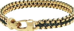 Men's Green Woven 8mm Box Chain Bracelet in Gold-Nialaya Outlet