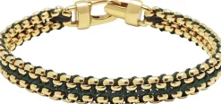 Men's Green Woven 8mm Box Chain Bracelet in Gold-Nialaya Outlet