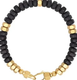 Men's Hexagon Beaded Bracelet with Onyx and Gold-Nialaya Best