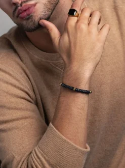 Men's Hexagon Beaded Bracelet with Onyx and Gold-Nialaya Best