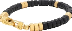Men's Hexagon Beaded Bracelet with Onyx and Gold-Nialaya Best