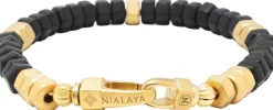 Men's Hexagon Beaded Bracelet with Onyx and Gold-Nialaya Best