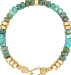 Men's Hexagon Beaded Bracelet with Green and Gold-Nialaya