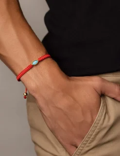 Men's String Bracelet with Gold Evil Eye-Nialaya