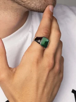 New Men's Signet Ring with African Turquoise Smykker