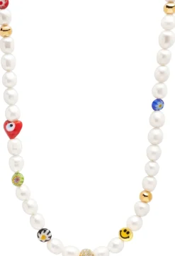 Discount Men's Smiley Face Necklace with Assorted Beads Smykker