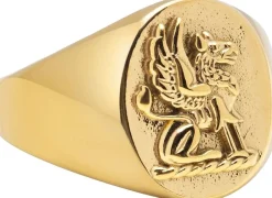 Sale Men's Stainless Steel Lion Crest Ring with Plating Smykker