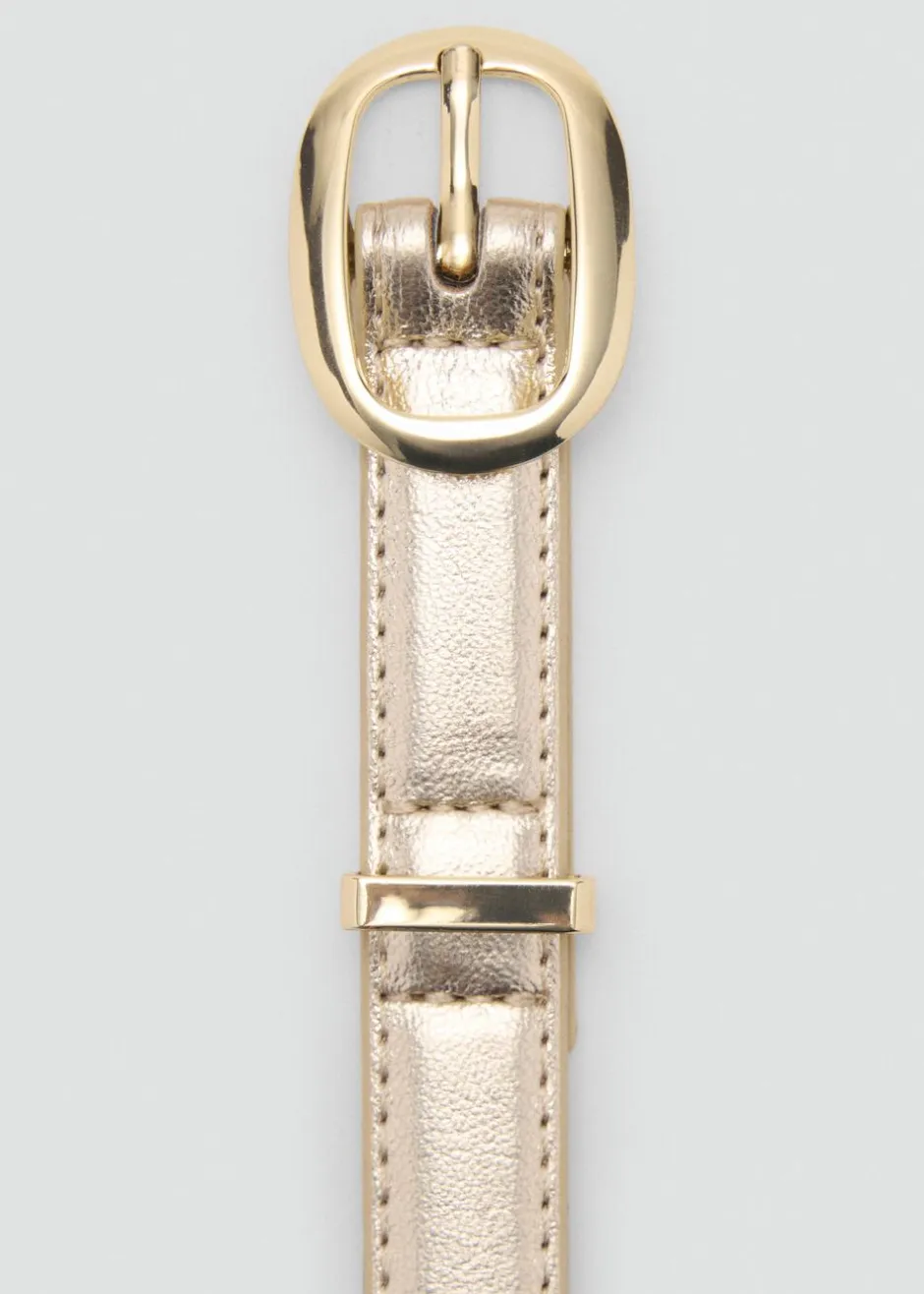 Metallic belt with oval buckle-MANGO Best