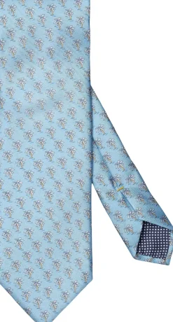 ETON Slips & Accessories>Mid blue Motif Print Silk Tie