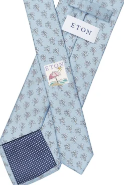 ETON Slips & Accessories>Mid blue Motif Print Silk Tie