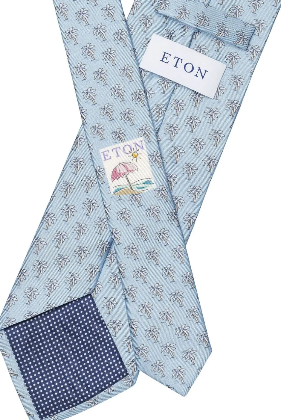 ETON Slips & Accessories>Mid blue Motif Print Silk Tie
