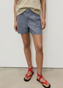 Mid-rise striped denim shorts-MANGO