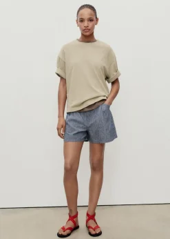 Mid-rise striped denim shorts-MANGO