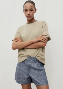 Mid-rise striped denim shorts-MANGO