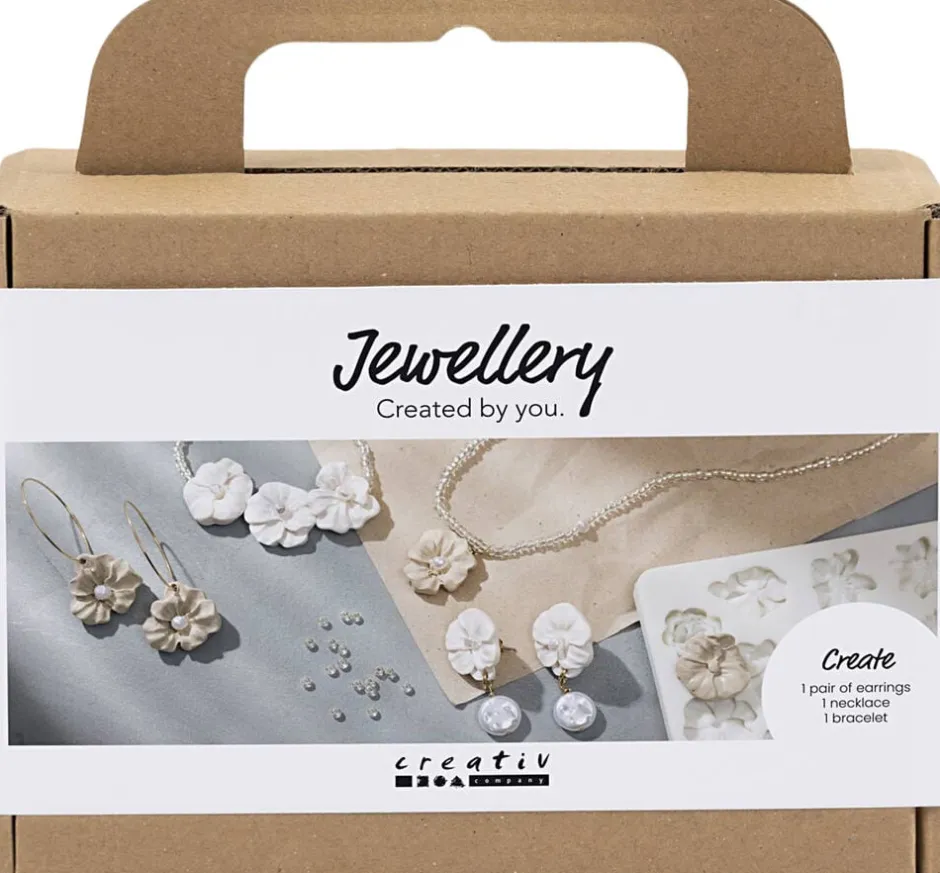 Børn Creativ Company Kreativitet>Mini DIY Kit Smykker, Øreringe, armbånd og halskæde med blom