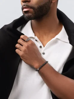 Nialaya Smykker>6mm Lava Stone Bracelet with Silver Balls