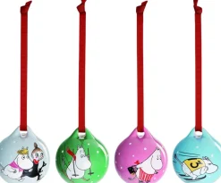 Moomin Arabia Juletræspynt>minikuglesæt 4stk Vintersport