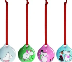 Moomin Arabia Juletræspynt>minikuglesæt 4stk Vintersport