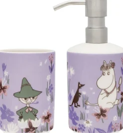 Moomin Arabia Badeværelsestilbehør>Sæbe dispenser & tandbørste holder sæt, Flower
