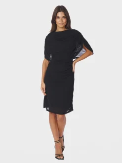 Mottuna Drapy Mesh Dress-Neo Noir Outlet