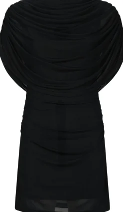 Mottuna Drapy Mesh Dress-Neo Noir Outlet