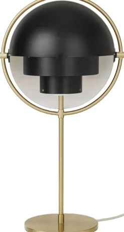 Gubi Trådløse Lamper>Multi-Lite Portable Lamp, EU Base: Brass, Shade: Black Semi
