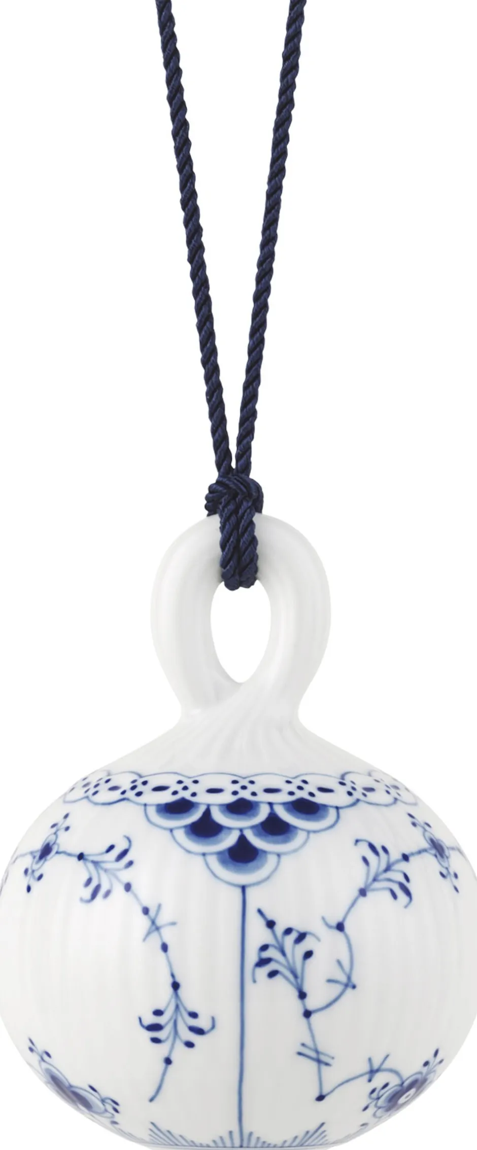 Best Musselmalet Halvblonde julekugle, 9,5 cm. Juletræspynt