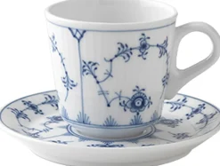 Royal Copenhagen Kopper & Krus>Musselmalet Riflet 9 cl. espressokop med underkop